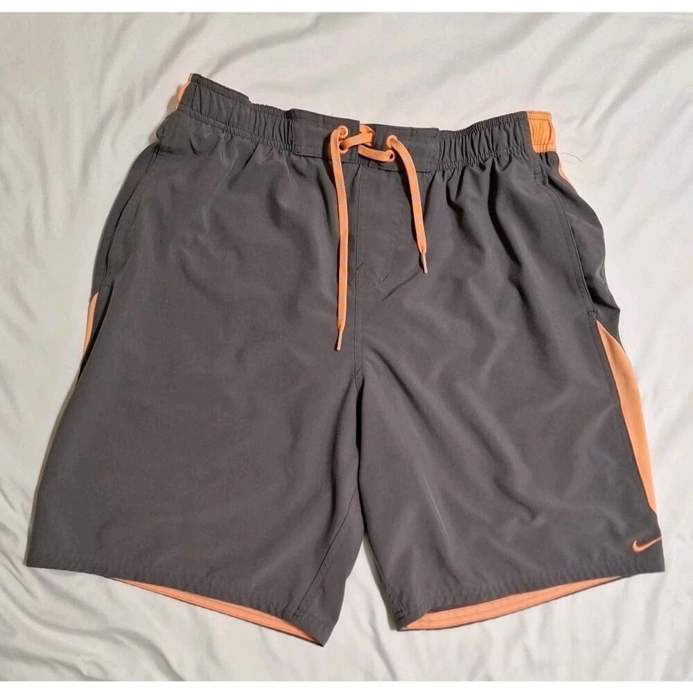 Nike Mens Board Swim Trunk Shorts Medium Gray/Orange